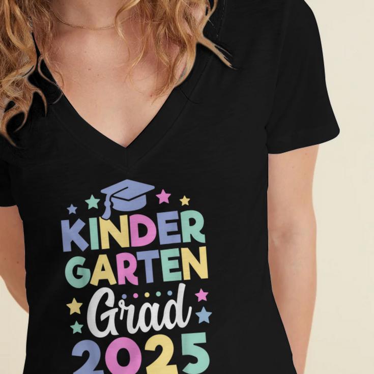 Kindergarten Graduation Kindergarten Grad Kid Girl Boy 2025 Women's Jersey Short Sleeve Deep V-Neck Tshirt