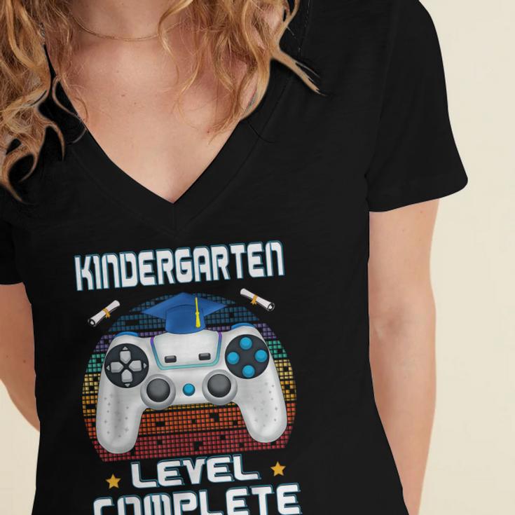 Kindergarten Graduation Level Complete Gamer 2024 Gaming Boy Women's Jersey Short Sleeve Deep V-Neck Tshirt