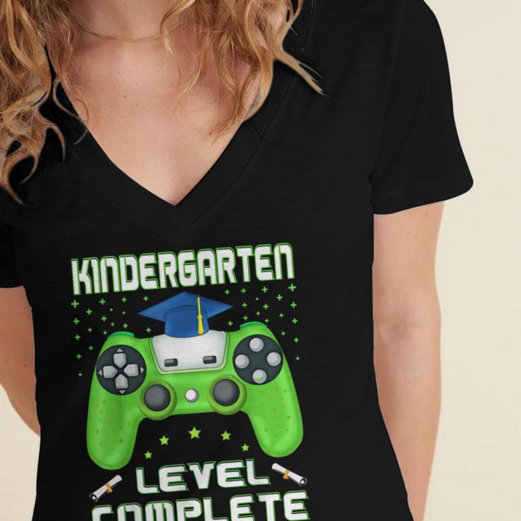 Kindergarten Graduation Level Complete Gamer Class 2024 Kids Women's Jersey Short Sleeve Deep V-Neck Tshirt