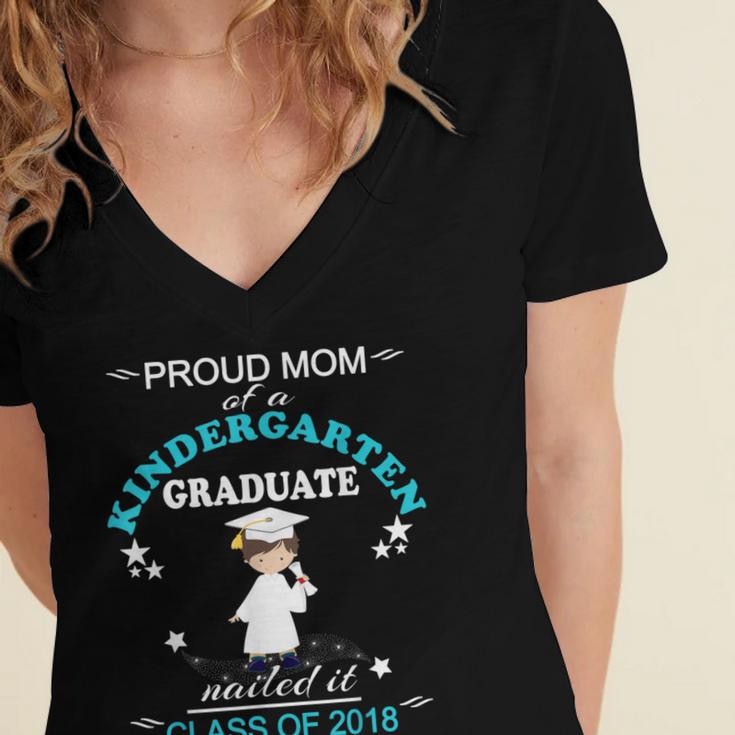 Kindergarten Graduation Shirts 2018-Proud Mom Tee Women's Jersey Short Sleeve Deep V-Neck Tshirt