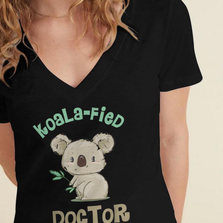Koala Doctor Shirt Med Student Graduation Idea Women's Jersey Short Sleeve Deep V-Neck Tshirt