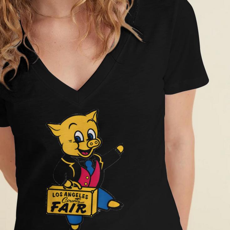 LA Fair Los Angeles County Vintage Nostalgia Women's Jersey Short Sleeve Deep V-Neck Tshirt