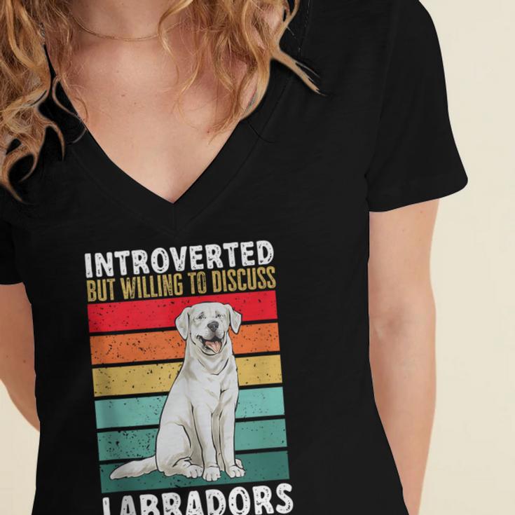Labrador Retriever Introvert White Lab Women's Jersey Short Sleeve Deep V-Neck Tshirt Labrador Retriever Introvert White Lab Women's Jersey Short Sleeve Deep V-Neck Tshirt