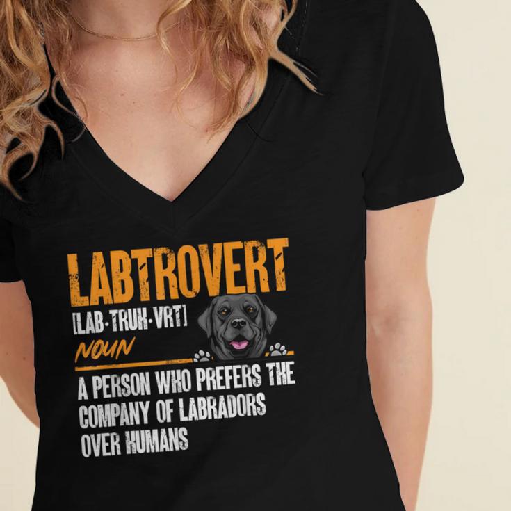 Labrador Retriever Labtrovert Definition Introvert Labrador Women's Jersey Short Sleeve Deep V-Neck Tshirt