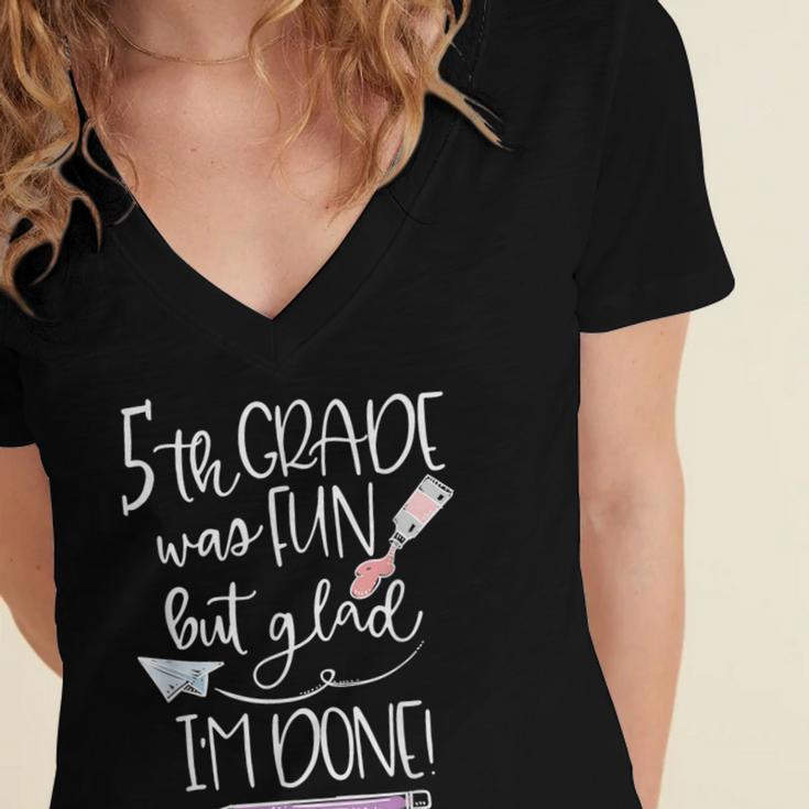 Last Day Of School 5th Grade 2018 Graduation Shirt Tee Women's Jersey Short Sleeve Deep V-Neck Tshirt