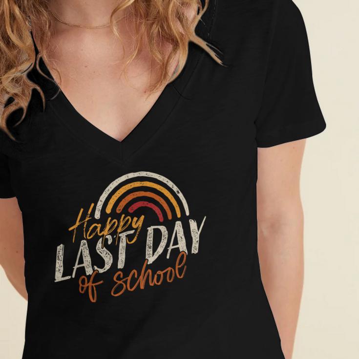 Last Day Of School Shirt For Teacher Kids Student Graduation Women's Jersey Short Sleeve Deep V-Neck Tshirt