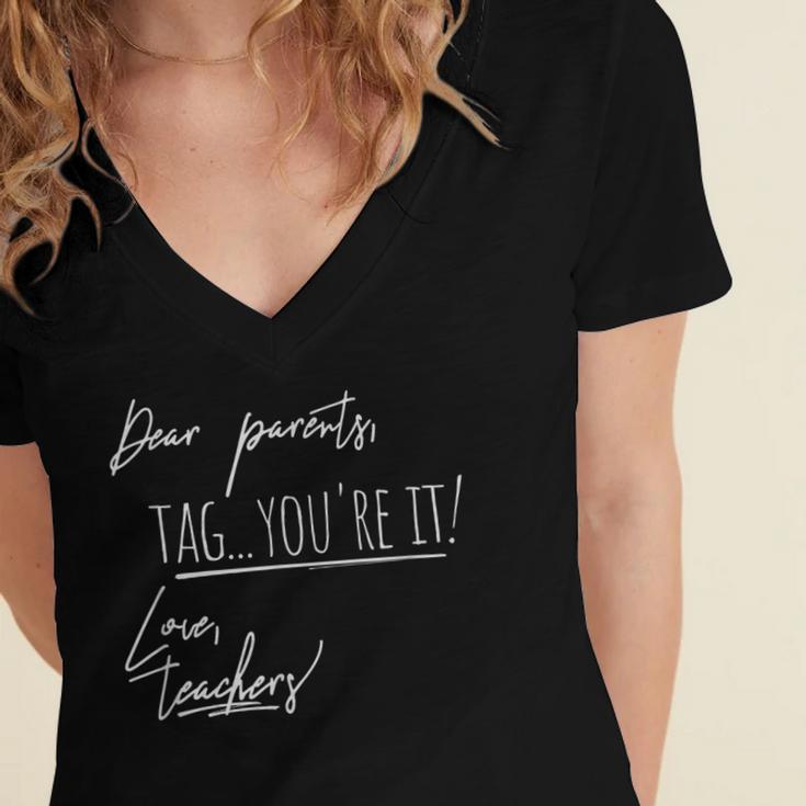Last Day Of School Shirt For Teachers Graduation Women's Jersey Short Sleeve Deep V-Neck Tshirt