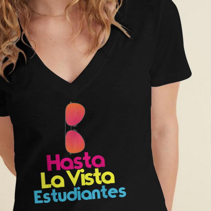 Last Day Of School Spanish Teacher Graduation T-Shirt For Men Women Kids Women's Jersey Short Sleeve Deep V-Neck Tshirt