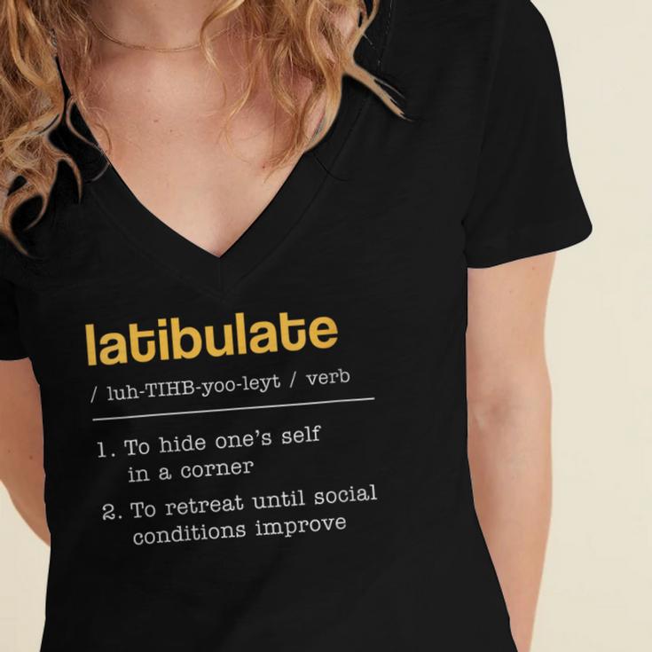 Latibulate Dictionary Definition For Introverts Women's Jersey Short Sleeve Deep V-Neck Tshirt Latibulate Dictionary Definition For Introverts Women's Jersey Short Sleeve Deep V-Neck Tshirt