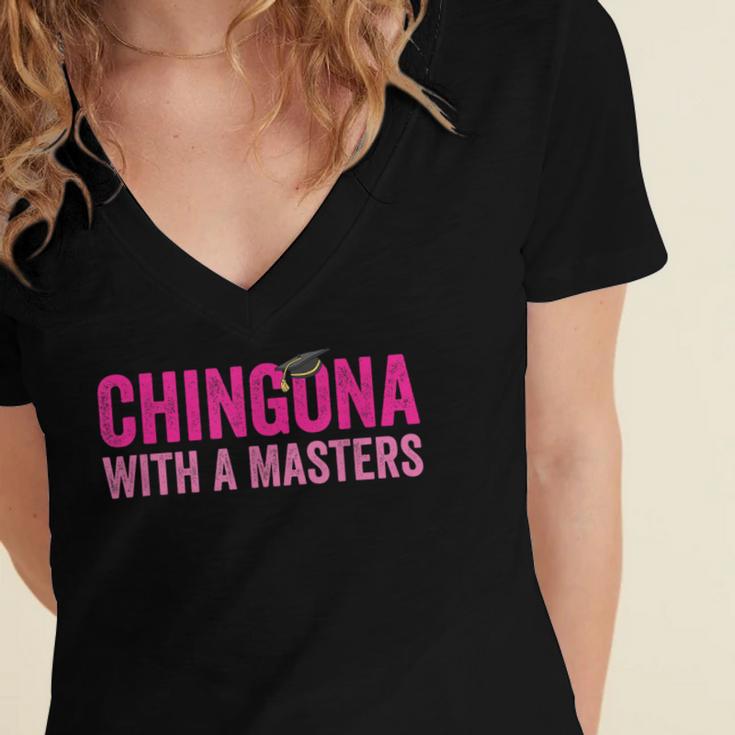 Latina Graduation Educated Latina Chingona With A Masters Women's Jersey Short Sleeve Deep V-Neck Tshirt