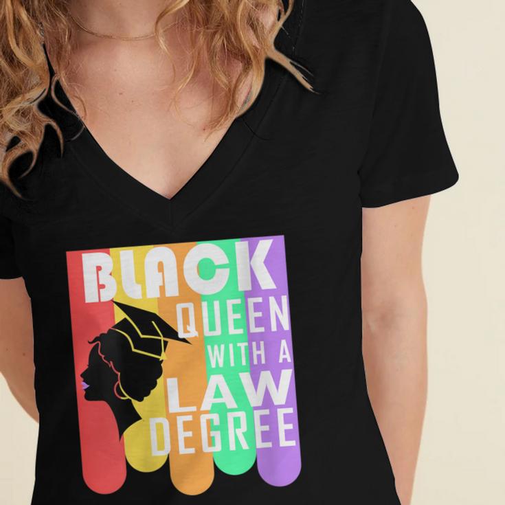 Law School Graduation Queen New Lawyer Attorney Grad Women's Jersey Short Sleeve Deep V-Neck Tshirt