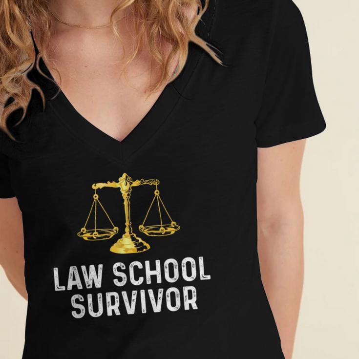 Law School Survivor Humor Law School Graduation Quote Women's Jersey Short Sleeve Deep V-Neck Tshirt