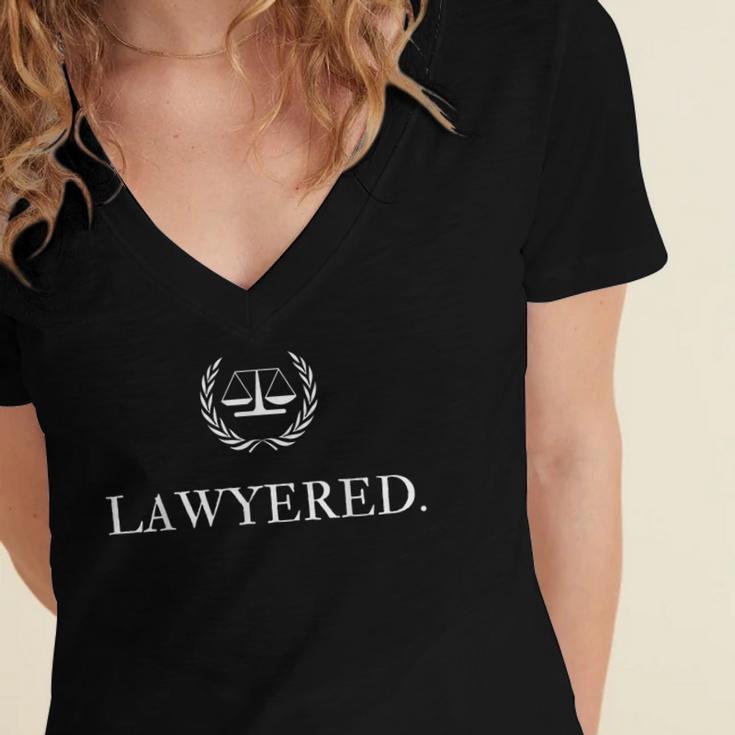 Lawyer Shirt LAWYERED Law Student Graduation Women's Jersey Short Sleeve Deep V-Neck Tshirt