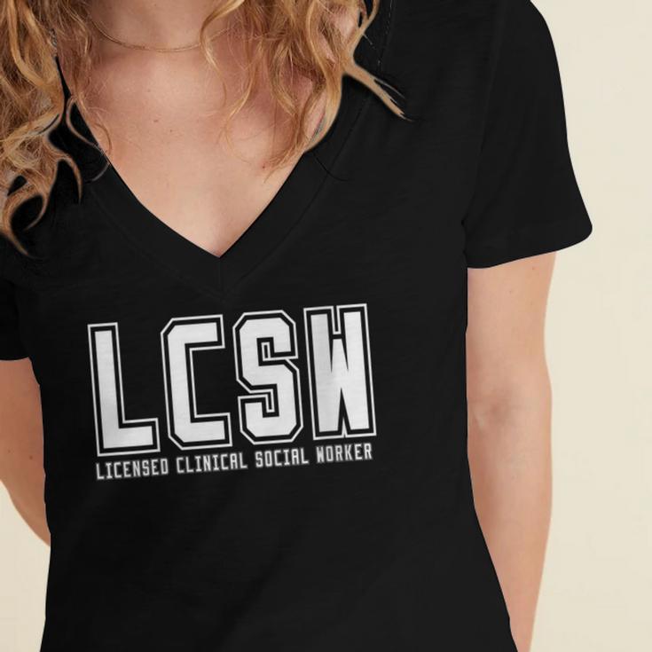LCSW Licensed Clinical Social Worker Graduation Women's Jersey Short Sleeve Deep V-Neck Tshirt