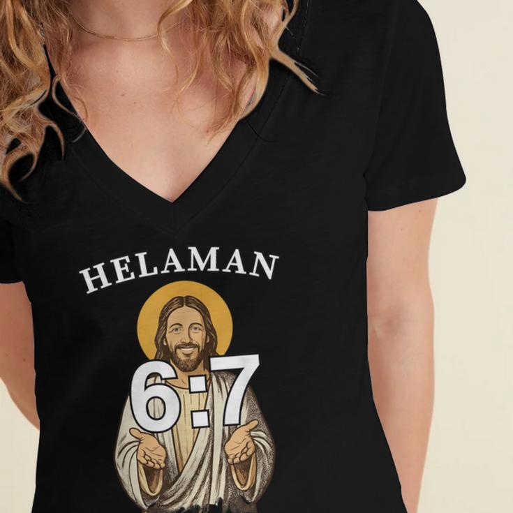 LDS Book Of Mormon Meme Helaman 6 Women's Jersey Short Sleeve Deep V-Neck Tshirt