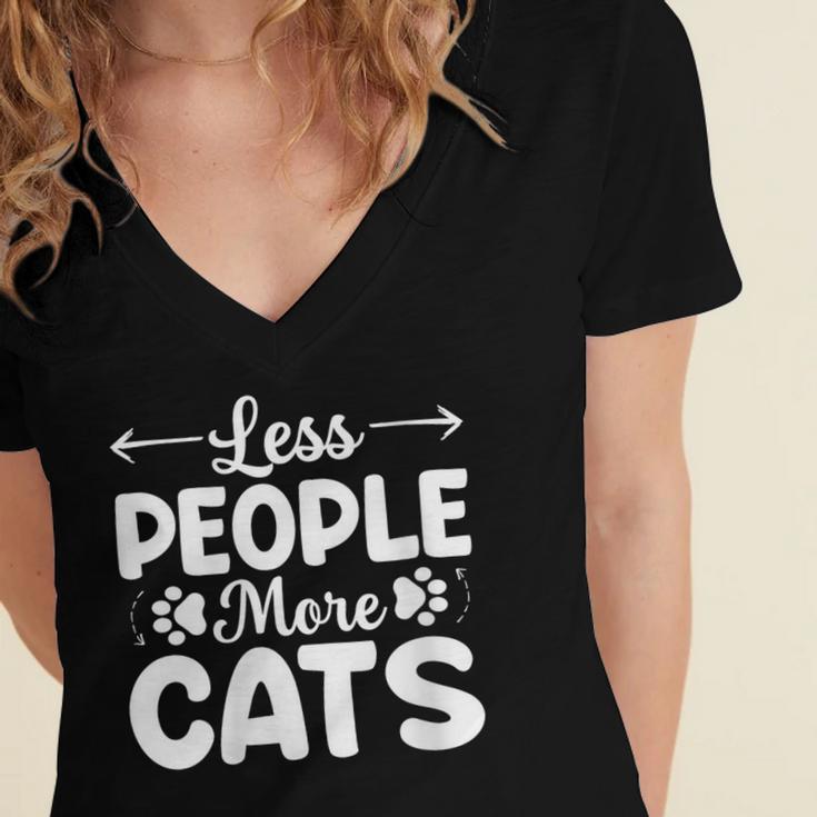 Less People More Cats Introvert's Dream Tee Women's Jersey Short Sleeve Deep V-Neck Tshirt