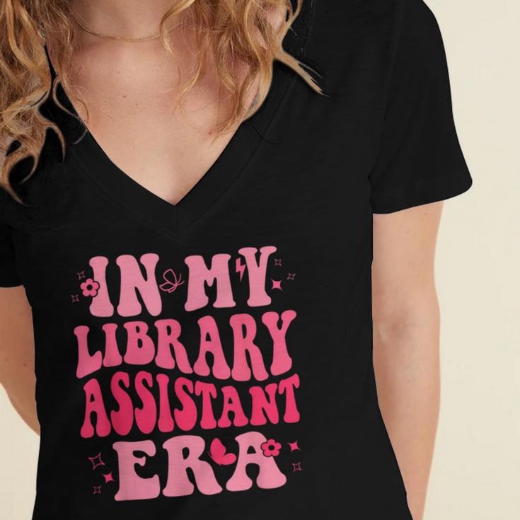 Librarian Assistant Shirt Books Reader Library Assistant Women's Jersey Short Sleeve Deep V-Neck Tshirt