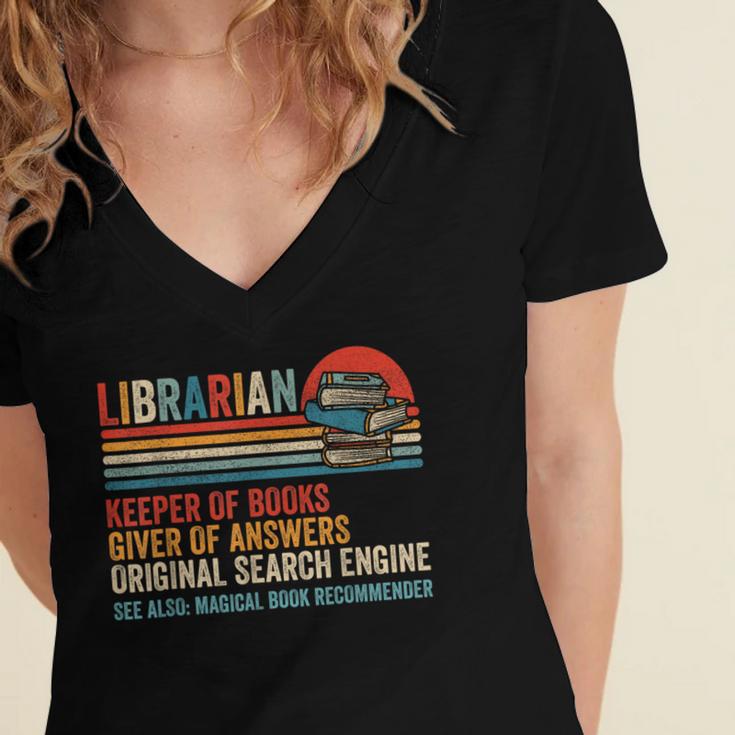 Librarian Definition Book Lover Library Workers Day Women's Jersey Short Sleeve Deep V-Neck Tshirt