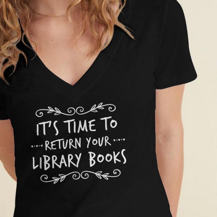 Librarian Return Your Library Books Librarian Appreciation Women's Jersey Short Sleeve Deep V-Neck Tshirt Librarian Return Your Library Books Librarian Appreciation Women's Jersey Short Sleeve Deep V-Neck Tshirt