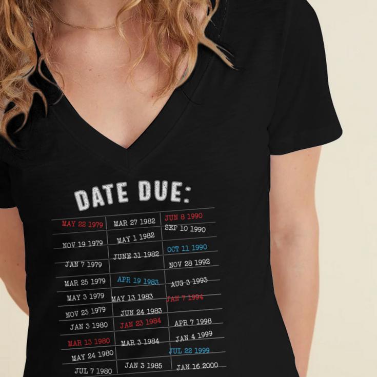Library Due Date Stamp Card Librarian Book Reading Vintage Women's Jersey Short Sleeve Deep V-Neck Tshirt Library Due Date Stamp Card Librarian Book Reading Vintage Women's Jersey Short Sleeve Deep V-Neck Tshirt