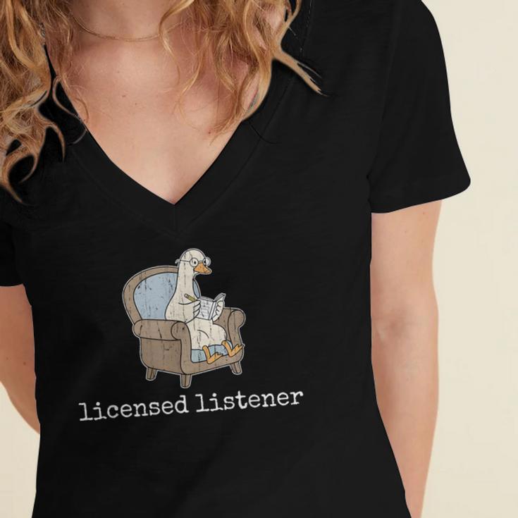 Licensed Listener Goose School Graduation Women's Jersey Short Sleeve Deep V-Neck Tshirt
