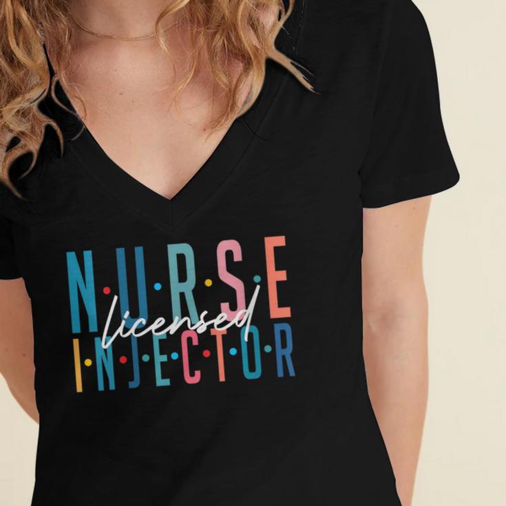 Licensed Nurse Injector Graduation Nurse Injector Women's Jersey Short Sleeve Deep V-Neck Tshirt