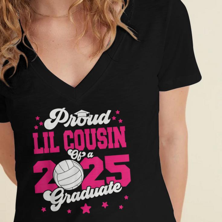 Lil Cousin Of a 2025 Graduate Prom Graduation 25 VolleyBall Women's Jersey Short Sleeve Deep V-Neck Tshirt