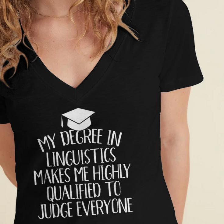 Linguistics Major Graduation Women's Jersey Short Sleeve Deep V-Neck Tshirt