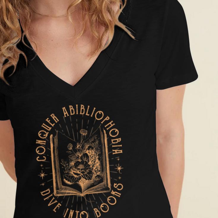 Literature Bookworm Abibliophobia Bookish Women's Jersey Short Sleeve Deep V-Neck Tshirt Literature Bookworm Abibliophobia Bookish Women's Jersey Short Sleeve Deep V-Neck Tshirt