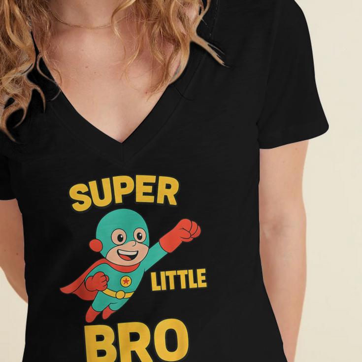 Little Cute Superhero Brother Comic Book Baby Bro Women's Jersey Short Sleeve Deep V-Neck Tshirt