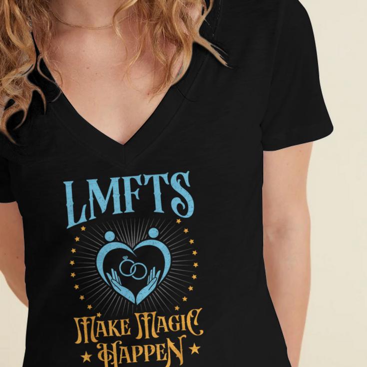 LMFT Graduation Licensed Marriage And Family Therapist LMFT Women's Jersey Short Sleeve Deep V-Neck Tshirt