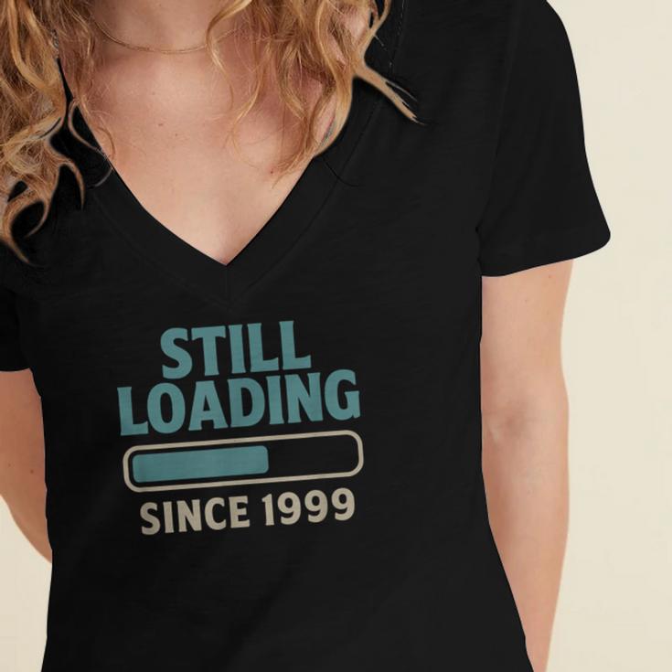 Still Loading Since 1999 Retro Tech Nostalgia Women's Jersey Short Sleeve Deep V-Neck Tshirt