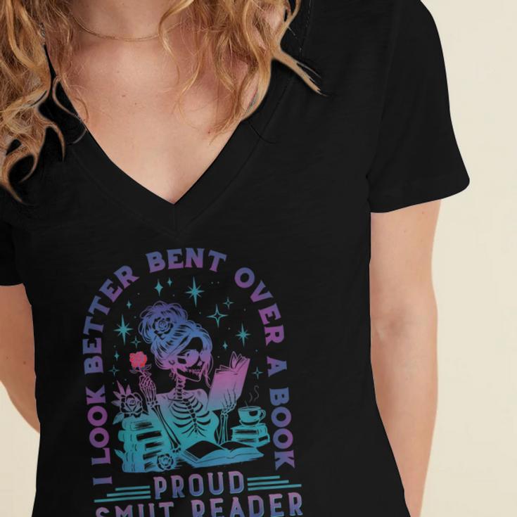I Look Better Bent Over A Book Smut Reader Bookish Women's Jersey Short Sleeve Deep V-Neck Tshirt