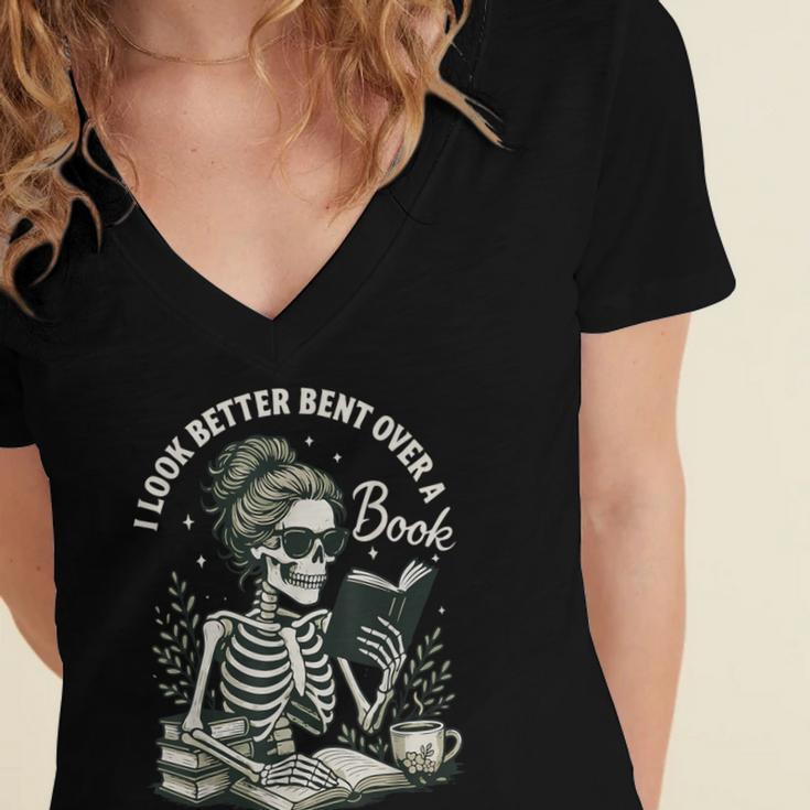 I Look Better Bent Over A Book Women's Jersey Short Sleeve Deep V-Neck Tshirt