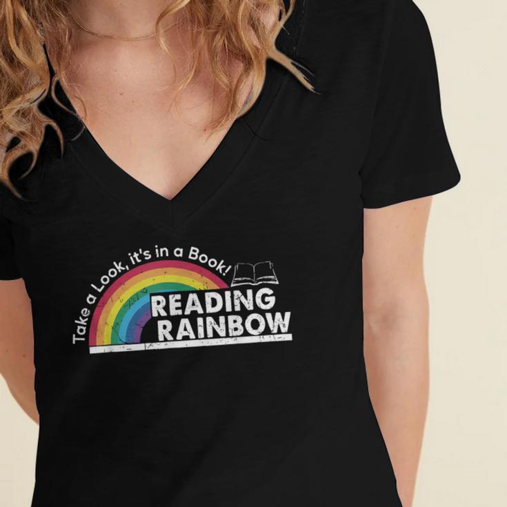 Take A Look It's In A Book Retro Reading Book Lover Women's Jersey Short Sleeve Deep V-Neck Tshirt Take A Look It's In A Book Retro Reading Book Lover Women's Jersey Short Sleeve Deep V-Neck Tshirt