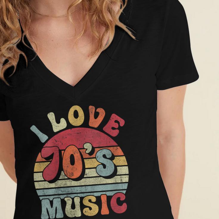 I Love 70's Music Retro Style Nostalgia Cassette 1970s Party Women's Jersey Short Sleeve Deep V-Neck Tshirt I Love 70's Music Retro Style Nostalgia Cassette 1970s Party Women's Jersey Short Sleeve Deep V-Neck Tshirt