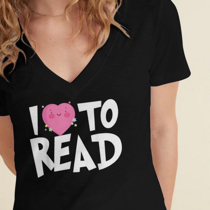 I LOVE TO READ Reading Books Bookworm Library Day Novelty Women's Jersey Short Sleeve Deep V-Neck Tshirt I LOVE TO READ Reading Books Bookworm Library Day Novelty Women's Jersey Short Sleeve Deep V-Neck Tshirt