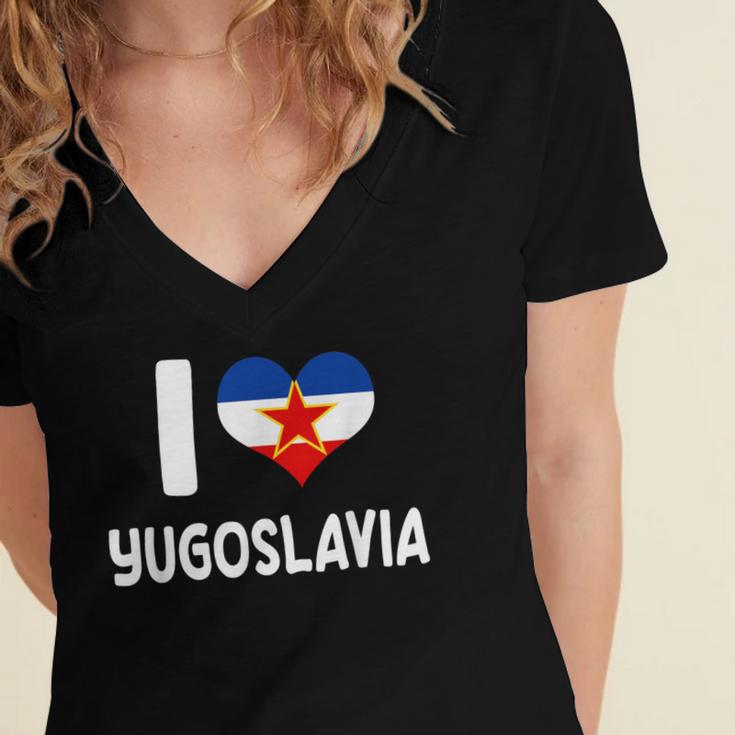 I Love Yugoslavia Proud Yugoslav Nostalgia Saying Women's Jersey Short Sleeve Deep V-Neck Tshirt I Love Yugoslavia Proud Yugoslav Nostalgia Saying Women's Jersey Short Sleeve Deep V-Neck Tshirt