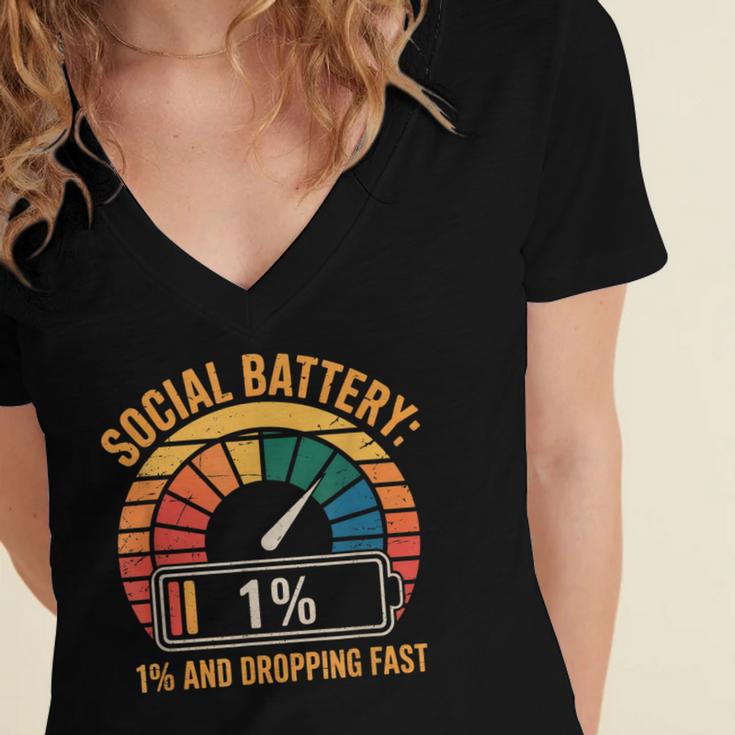 Low Social Battery Introvert Energy Women's Jersey Short Sleeve Deep V-Neck Tshirt Low Social Battery Introvert Energy Women's Jersey Short Sleeve Deep V-Neck Tshirt