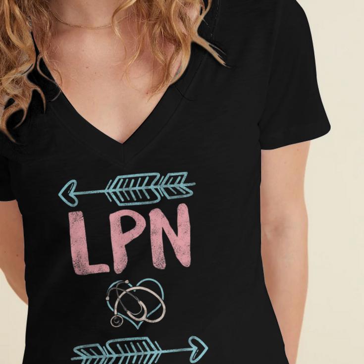 LPN Licensed Practical Nurse Graduation Nursing Nurses Week Women's Jersey Short Sleeve Deep V-Neck Tshirt