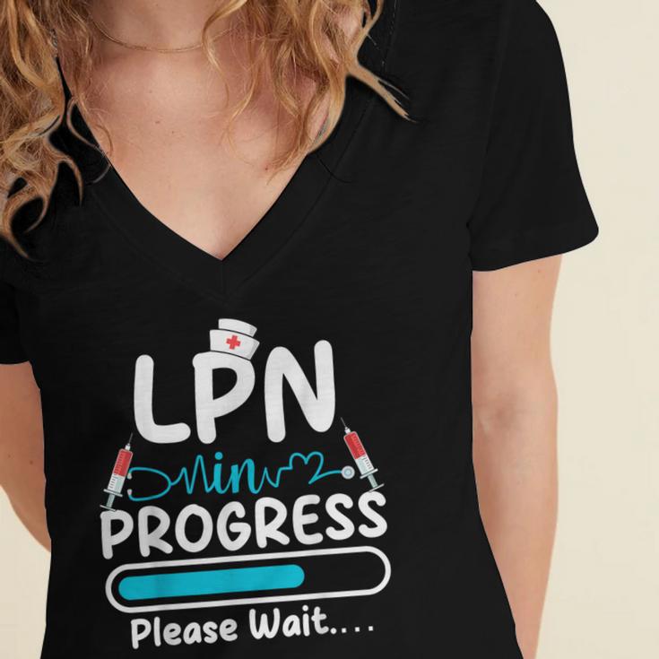 LPN In Progress Loading Future Nurse Graduation Lover Women's Jersey Short Sleeve Deep V-Neck Tshirt