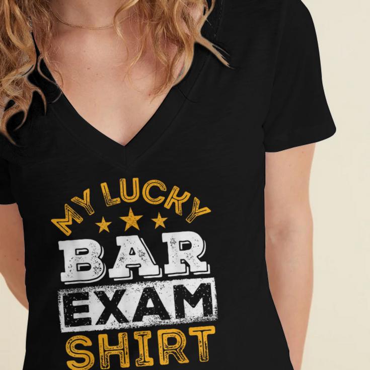 My Lucky Bar Exam Shirt Lawyer Law School Graduation Women's Jersey Short Sleeve Deep V-Neck Tshirt