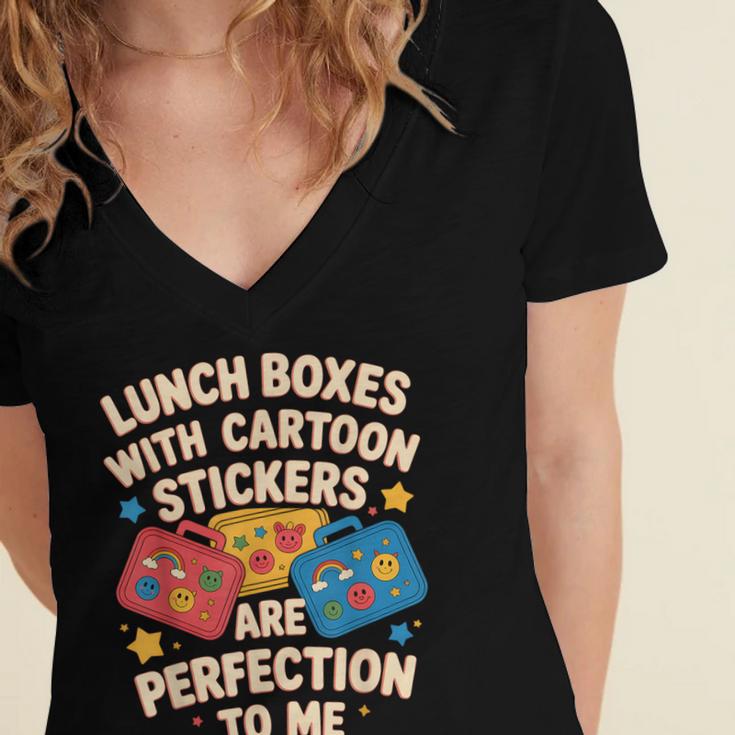Lunch Boxes With Stickers Lunch Box Nostalgia Retro Women's Jersey Short Sleeve Deep V-Neck Tshirt Lunch Boxes With Stickers Lunch Box Nostalgia Retro Women's Jersey Short Sleeve Deep V-Neck Tshirt