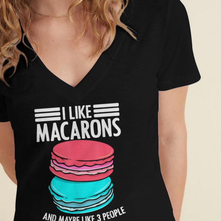 Macaroons Dessert Antisocial Introvert Pastries Food Lover Women's Jersey Short Sleeve Deep V-Neck Tshirt
