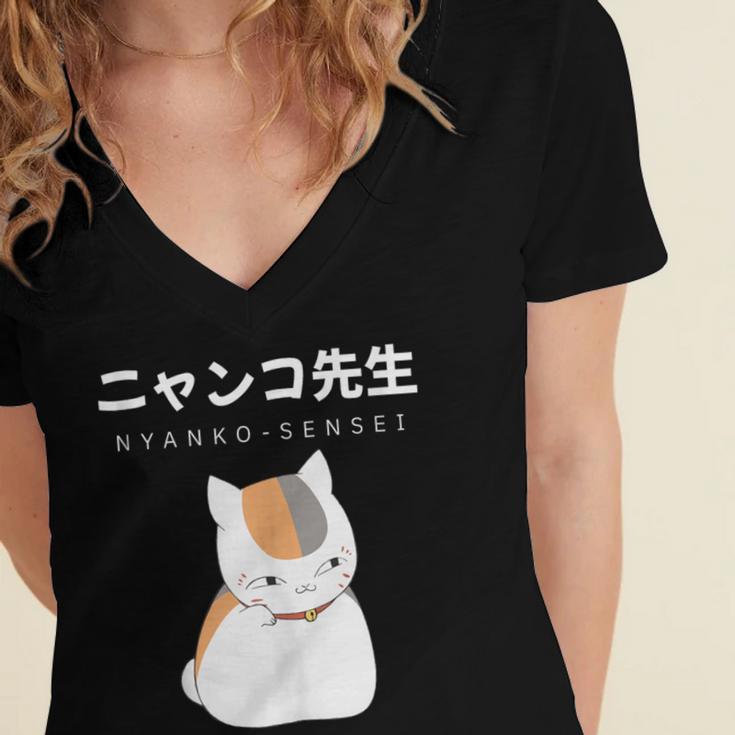 Madara Nyanko Sensei Natsume Yuujinchou Book Of Friends Cat Women's Jersey Short Sleeve Deep V-Neck Tshirt Madara Nyanko Sensei Natsume Yuujinchou Book Of Friends Cat Women's Jersey Short Sleeve Deep V-Neck Tshirt