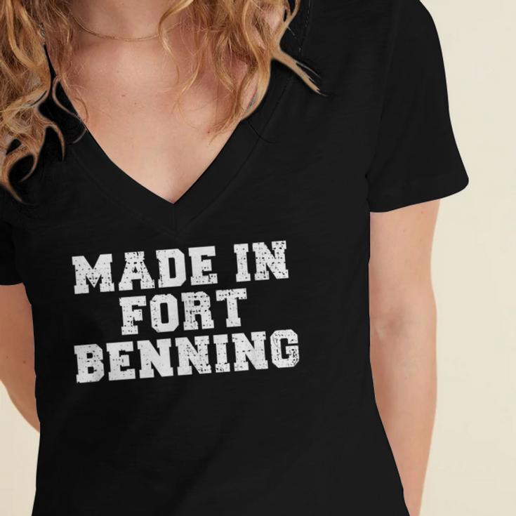 Made In Fort Benning Basic Training Recruit Graduation Women's Jersey Short Sleeve Deep V-Neck Tshirt