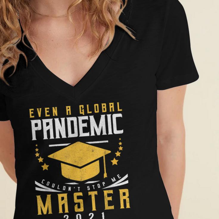 Master 2021 Graduation Graduate Masters Degree Women's Jersey Short Sleeve Deep V-Neck Tshirt