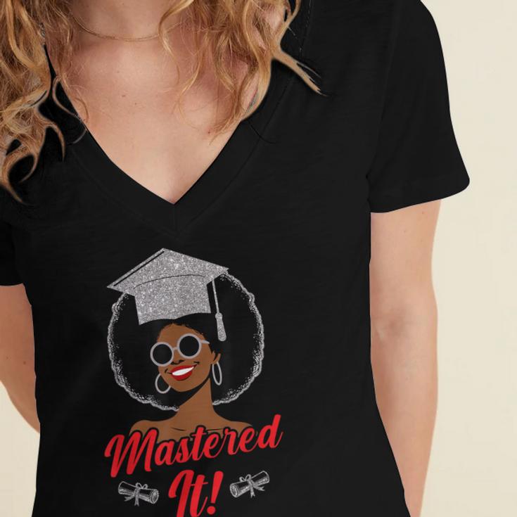 Master Degree Graduation Gifts Black Girl Women's Jersey Short Sleeve Deep V-Neck Tshirt