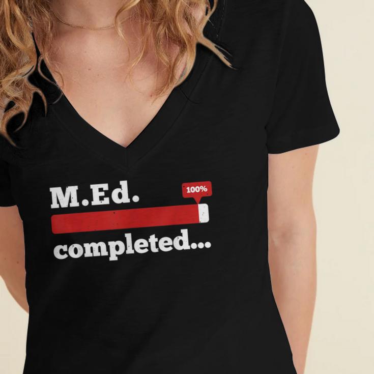 Master Of Education Completed Teacher Master Graduation For Men Women Women's Jersey Short Sleeve Deep V-Neck Tshirt