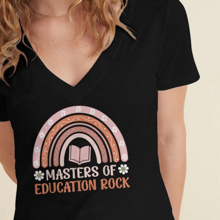 MASTER OF EDUCATION ROCK Master Graduation Women's Jersey Short Sleeve Deep V-Neck Tshirt